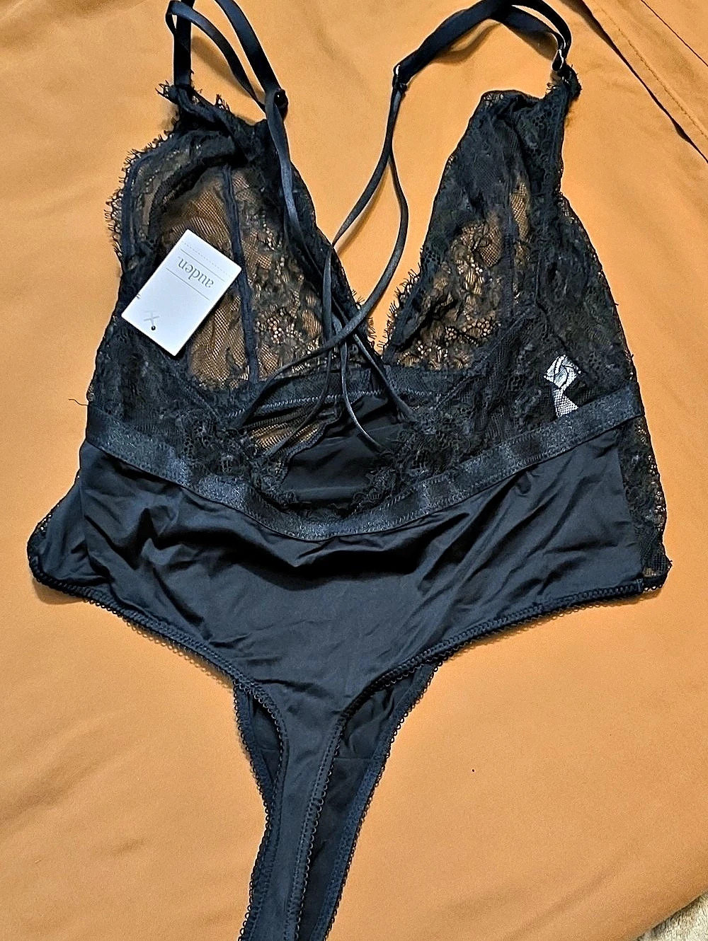 Auden Unlined Lace Lingerie Bodysuit Black